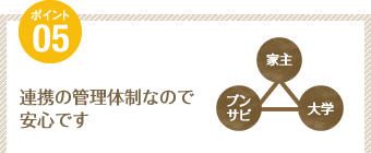 ポイント5：連携の管理体制なので安心です
